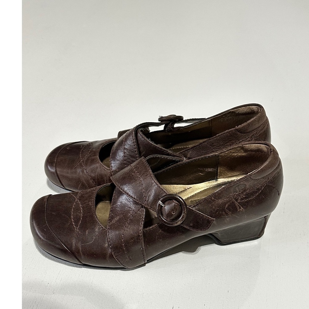 Vintage Y2K Josef Seibel Brown Leather Mary Jane Shoes Pumps EU 36 US 6